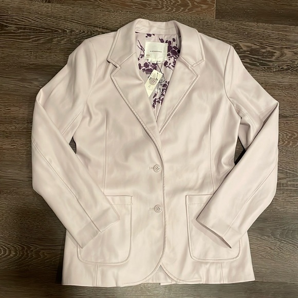 🟪NWT Anthropologie Lavender purple faux leather blazer xs - Picture 4 of 14